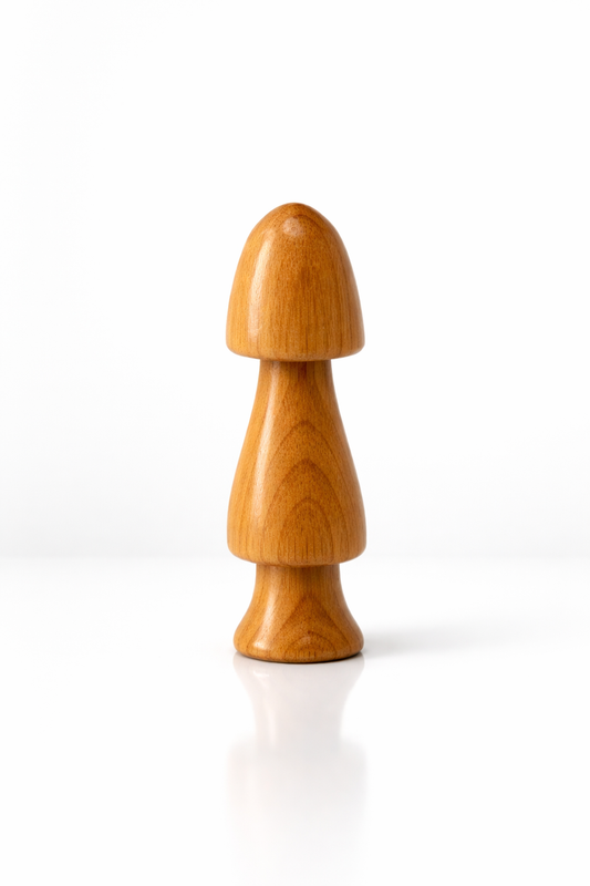 objet de bien-être en bois double cône compact